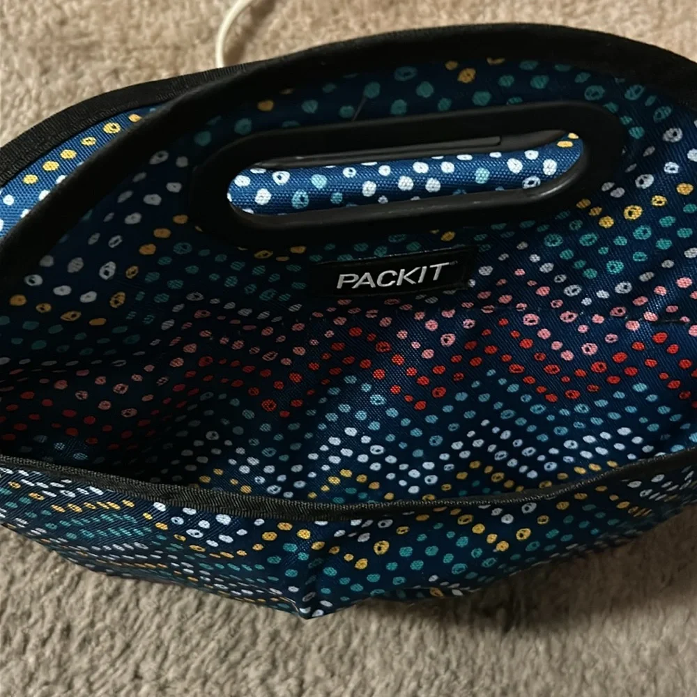 Packit Lunch Bag Multicolored Cooler Work Insulated , w/ large Side Pocket 12X5